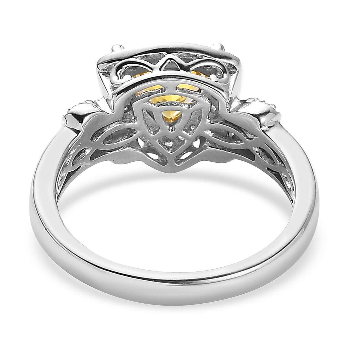 Premium Brazilian Heliodor and White Zircon Ring in Platinum Over Sterling Silver (Size 8.0) 1.25 ctw