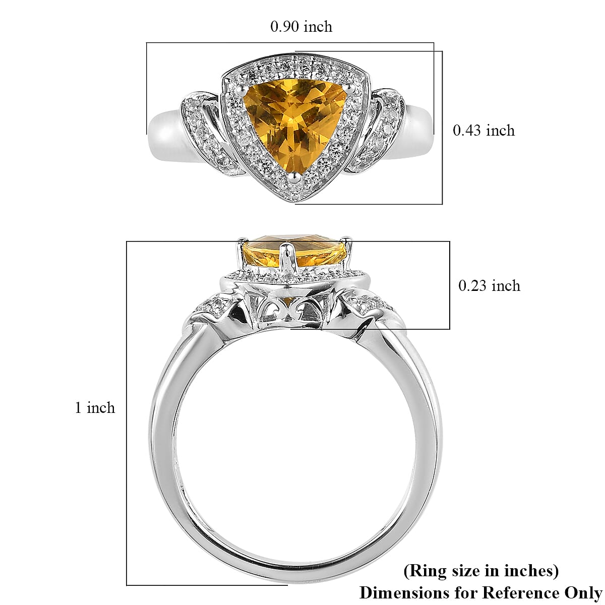Premium Brazilian Heliodor and White Zircon Ring in Platinum Over Sterling Silver (Size 8.0) 1.25 ctw
