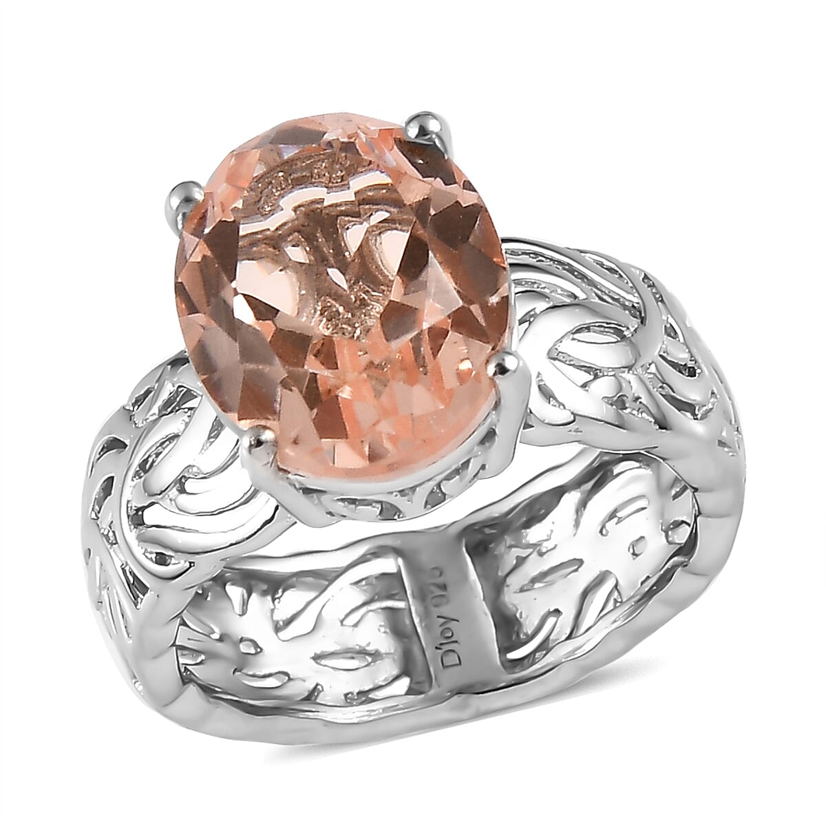 Morganique Quartz (Triplet) Solitaire Ring in Platinum Over Sterling Silver (Size 10.0) 5.15 ctw