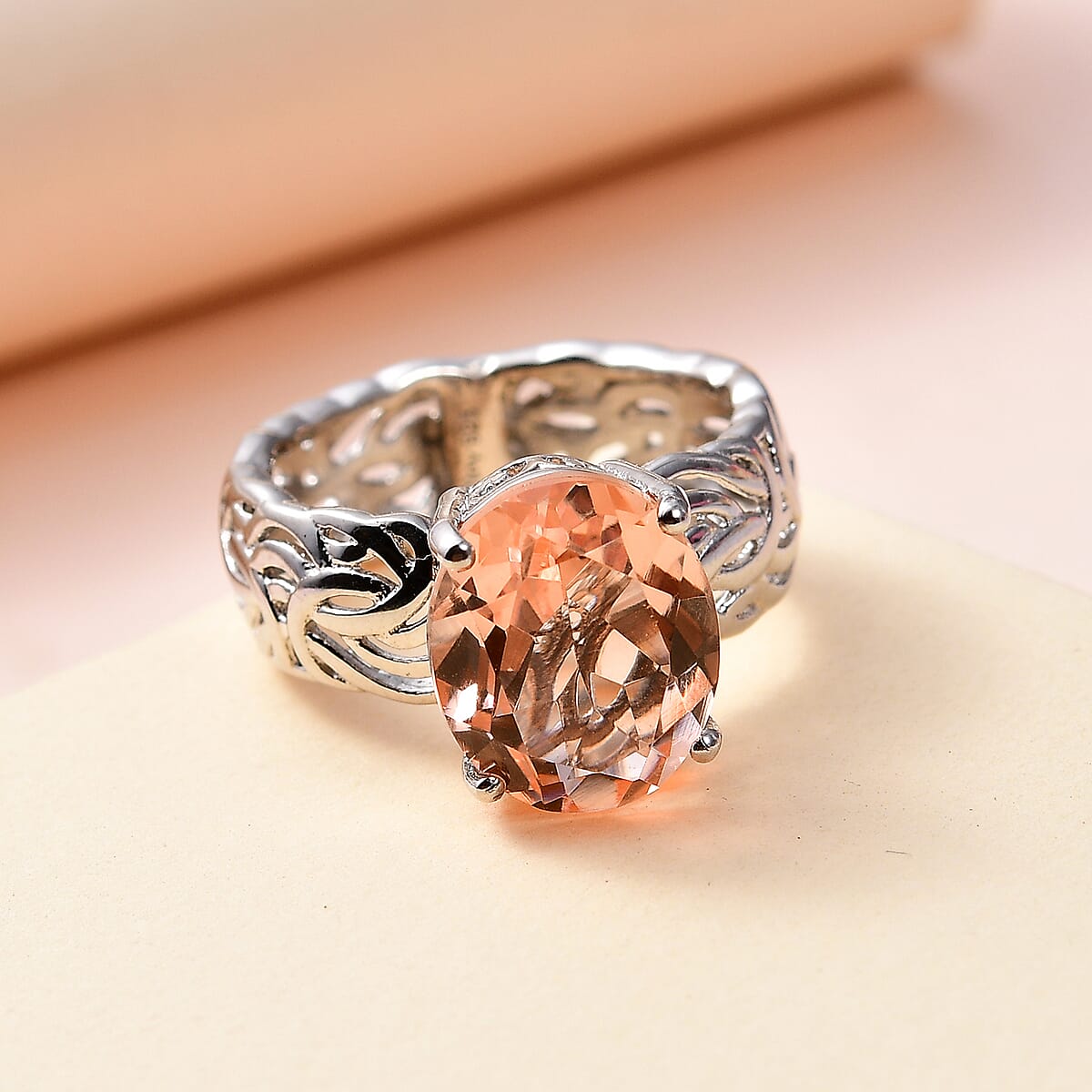 Morganique Quartz (Triplet) Solitaire Ring in Platinum Over Sterling Silver 5.15 ctw image number 1