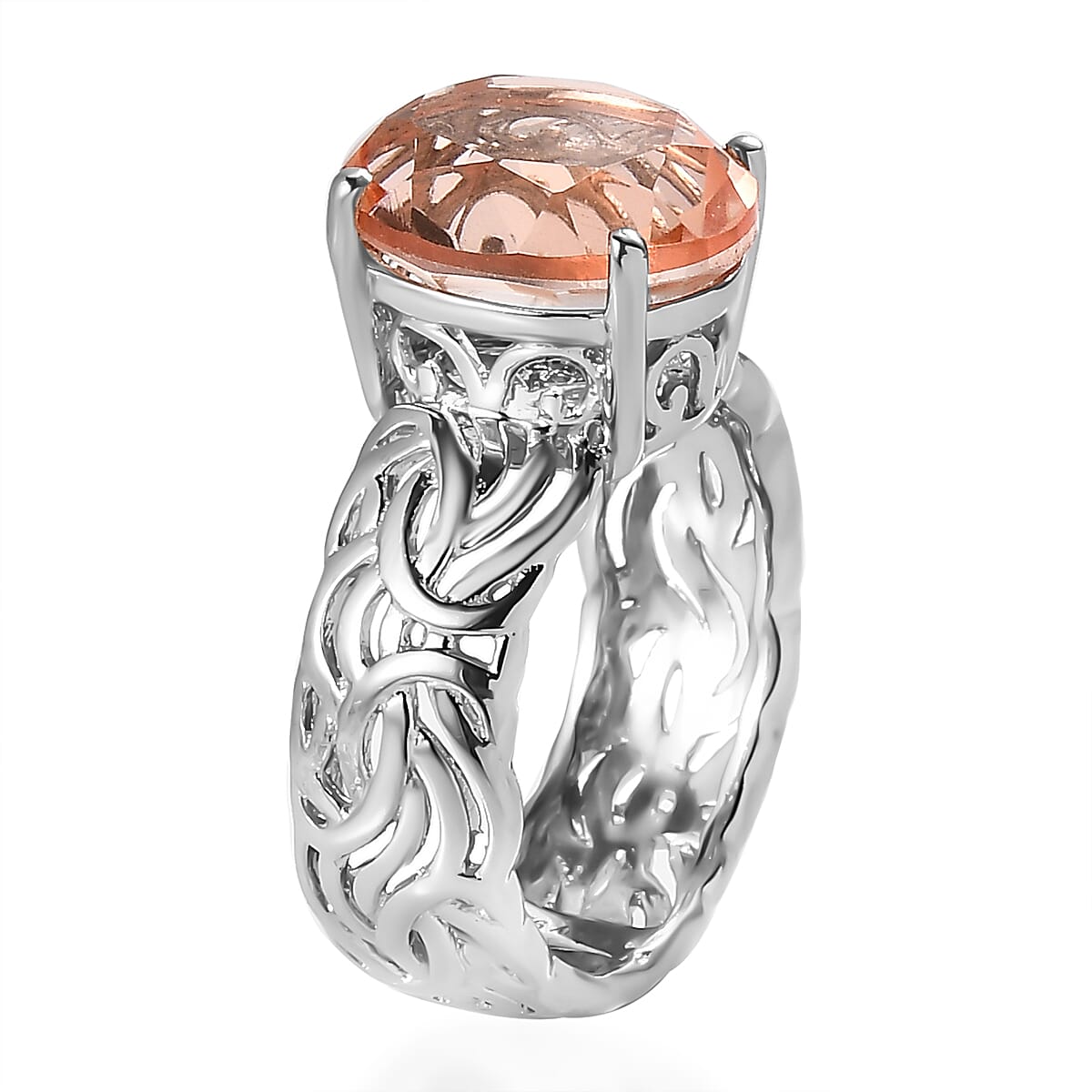 Morganique Quartz (Triplet) Solitaire Ring in Platinum Over Sterling Silver (Size 10.0) 5.15 ctw