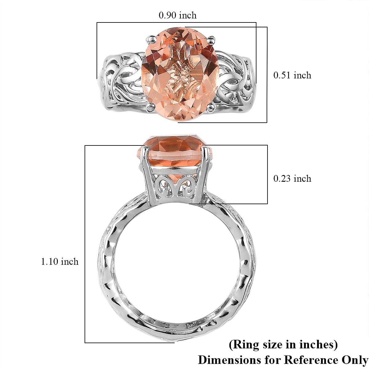 Morganique Quartz (Triplet) Solitaire Ring in Platinum Over Sterling Silver (Size 10.0) 5.15 ctw