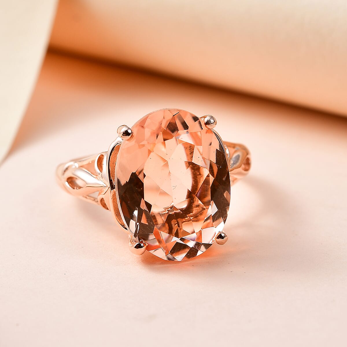 Buy Quartz (Triplet) Solitaire Ring in Vermeil Rose Gold