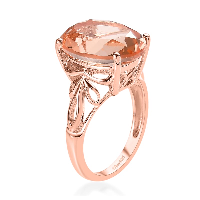 Morganique Quartz (Triplet) Solitaire Ring in Vermeil Rose Gold Over Sterling Silver (Size 10.0) 11.00 ctw