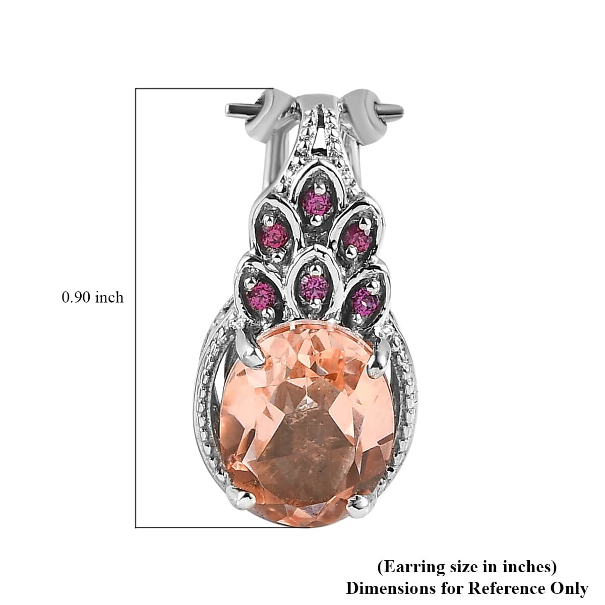 Morganique Quartz (Triplet) and Orissa Rhodolite Garnet Omega Clip Earrings in Platinum Over Sterling Silver 7.90 ctw image number 4