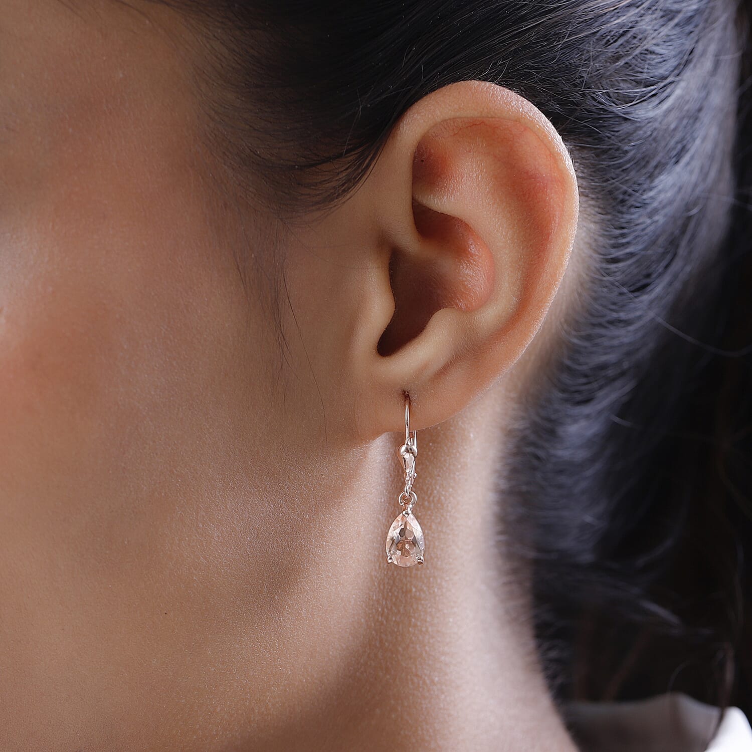 Morganique Quartz (Triplet) Lever Back Earrings in Vermeil Rose Gold Over Sterling Silver 3.10 ctw
