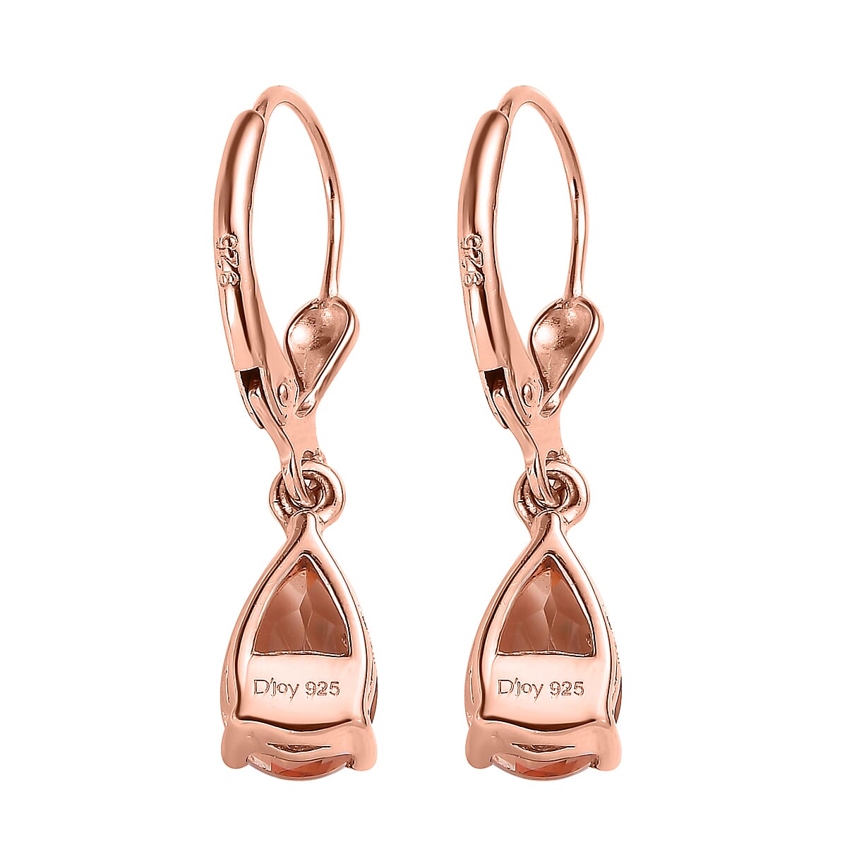 Morganique Quartz (Triplet) Lever Back Earrings in Vermeil Rose Gold Over Sterling Silver 3.10 ctw