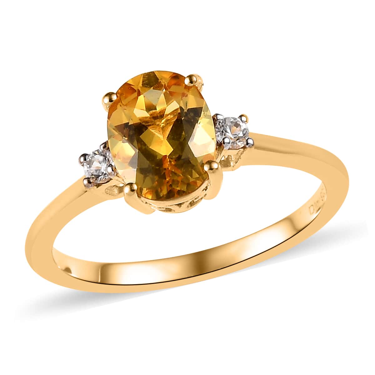 Premium Brazilian Heliodor and White Zircon Ring in Vermeil Yellow Gold Over Sterling Silver 1.15 ctw image number 0