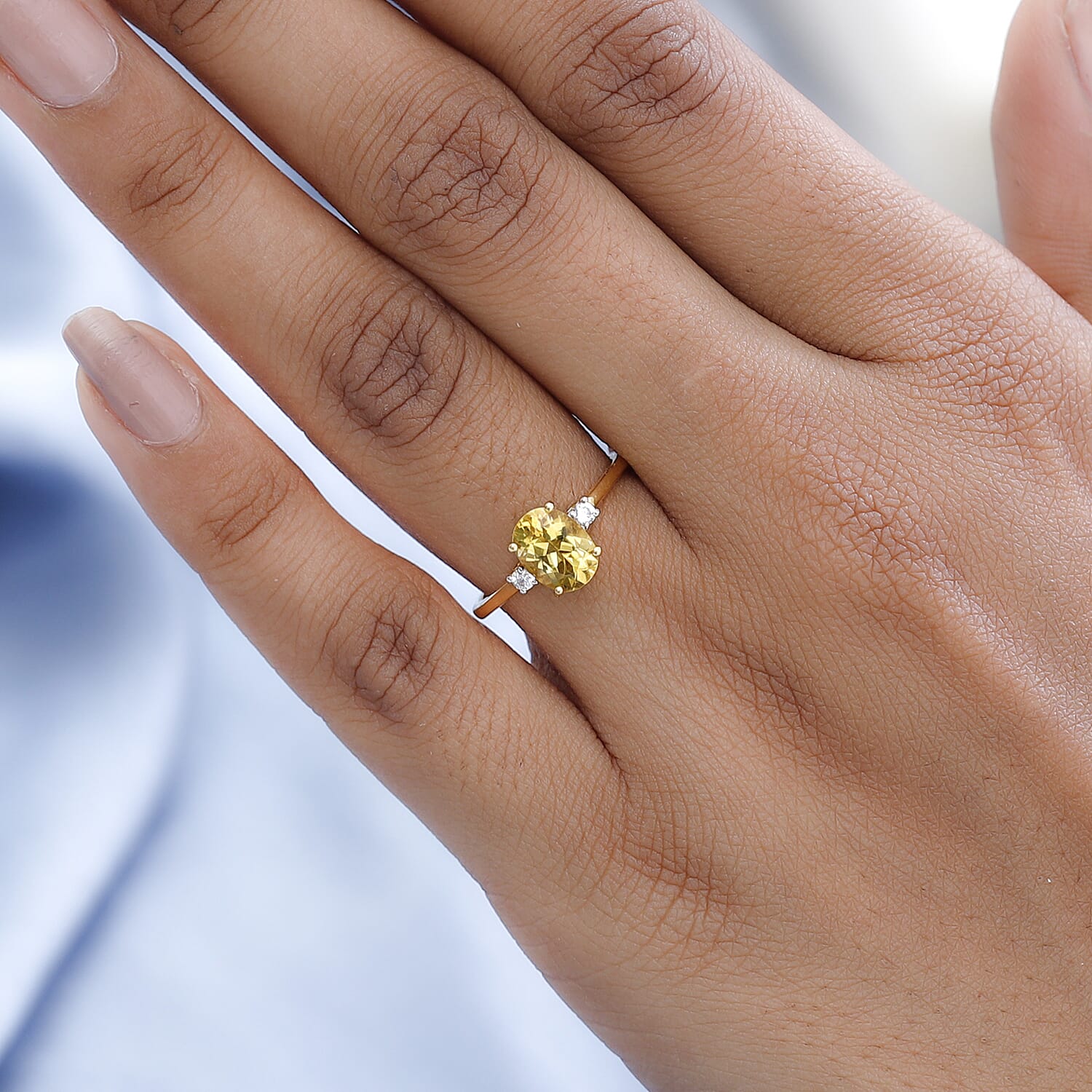 Premium Brazilian Heliodor and White Zircon Ring in Vermeil Yellow Gold Over Sterling Silver (Size 10.0) 1.15 ctw
