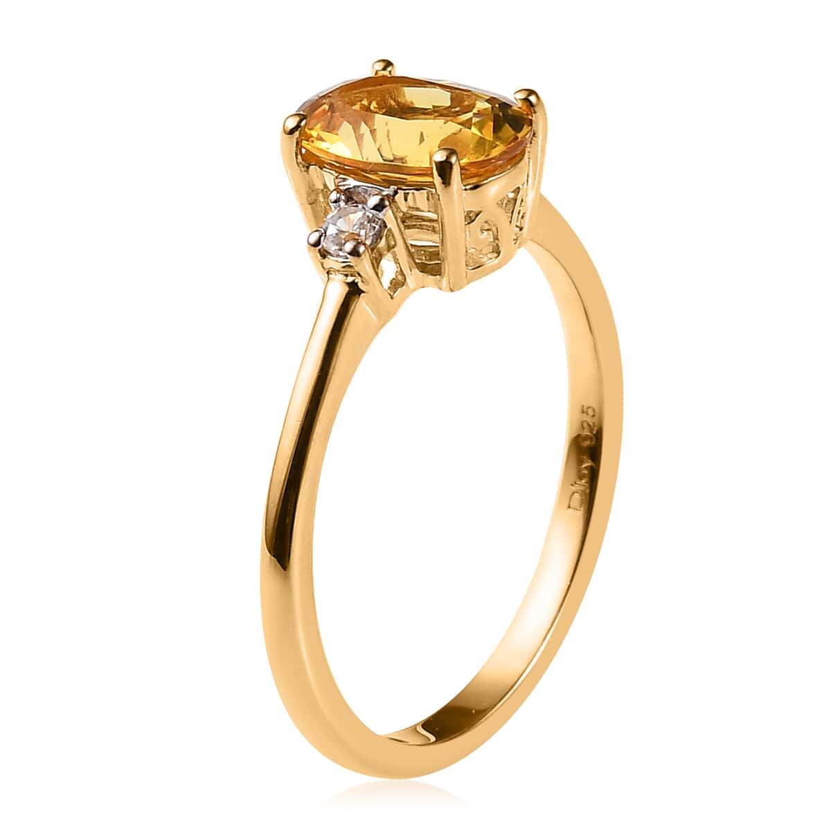 Premium Brazilian Heliodor and White Zircon Ring in Vermeil Yellow Gold Over Sterling Silver 1.15 ctw image number 3