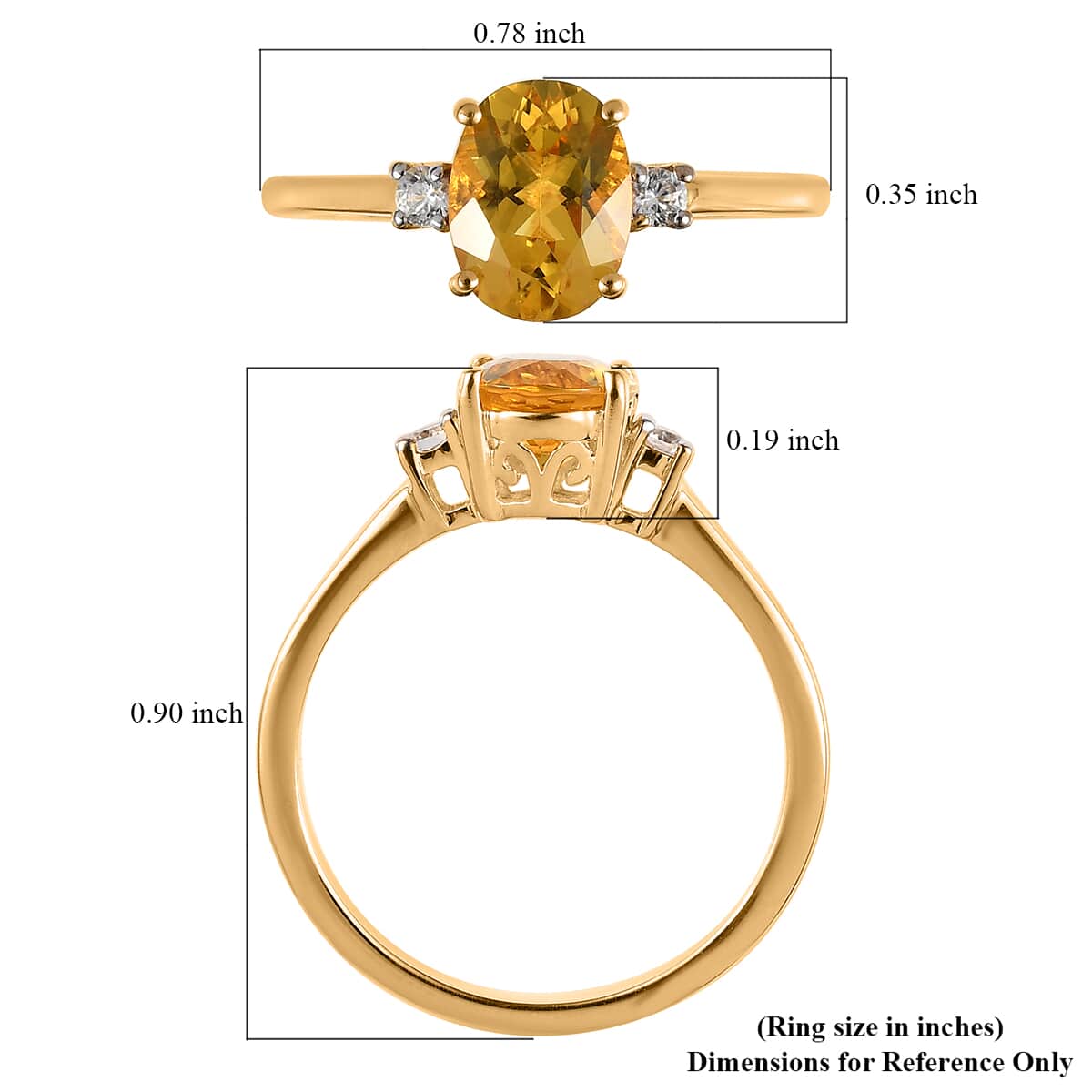 Premium Brazilian Heliodor and White Zircon Ring in Vermeil Yellow Gold Over Sterling Silver 1.15 ctw image number 5