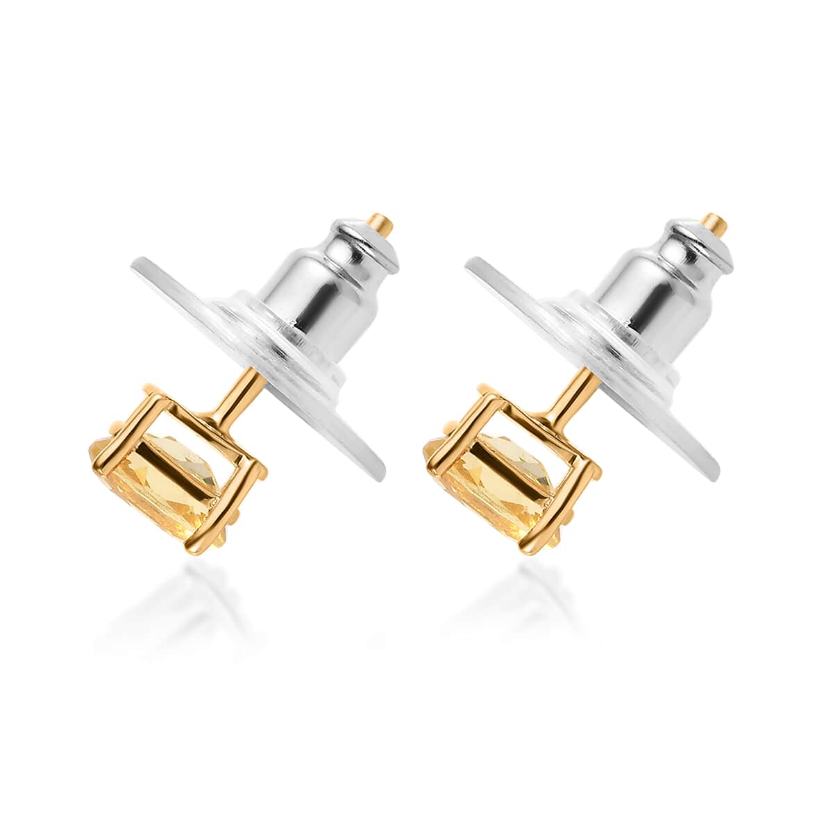 Premium Brazilian Heliodor Solitaire Stud Earrings in Vermeil Yellow Gold Over Sterling Silver 0.85 ctw image number 3