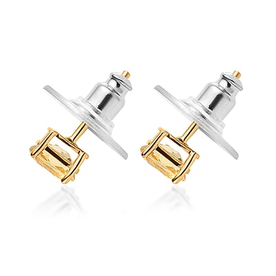 Premium Brazilian Heliodor Solitaire Stud Earrings in Vermeil Yellow Gold Over Sterling Silver 0.85 ctw
