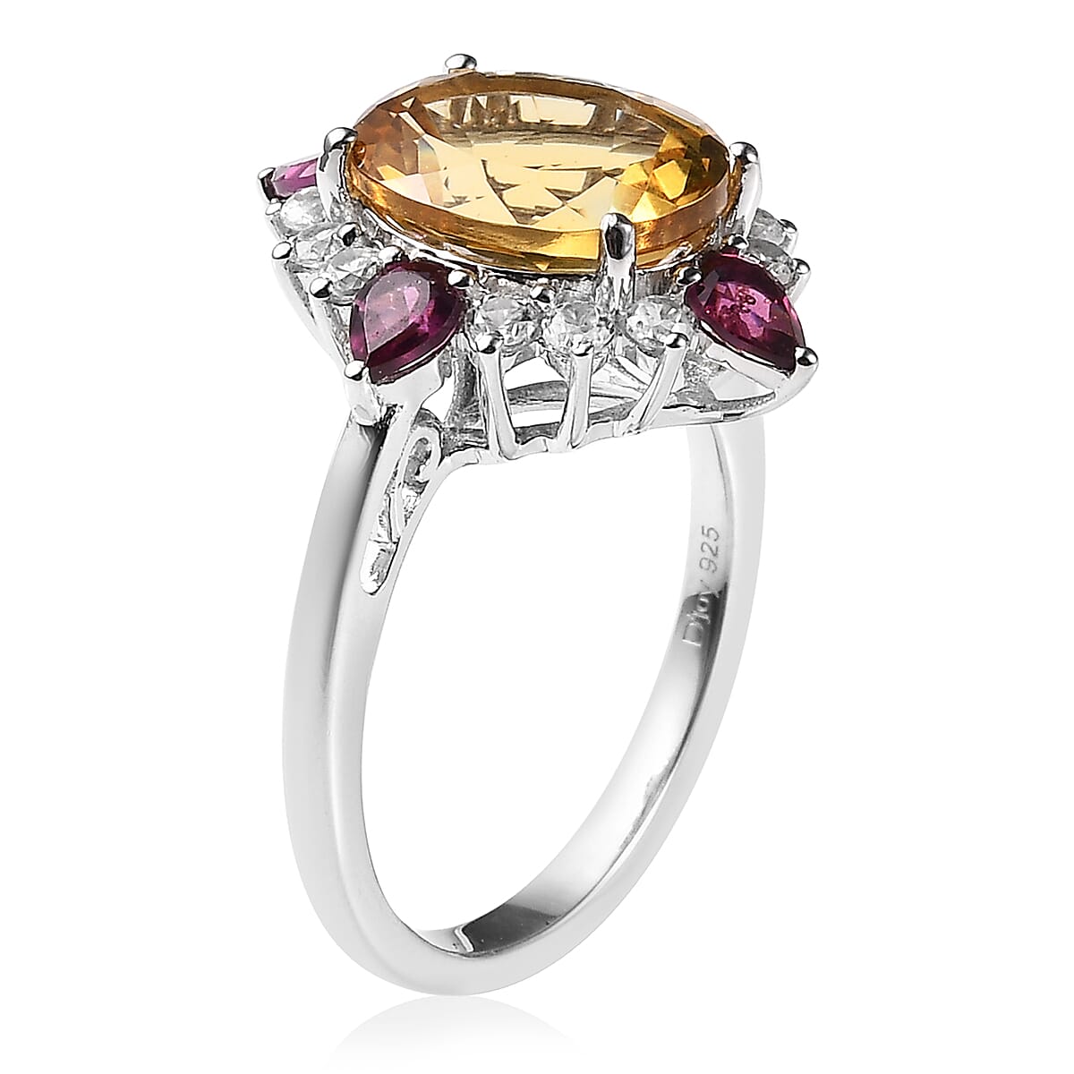 Premium Brazilian Heliodor and Multi Gemstone Ring in Platinum Over Sterling Silver (Size 10.0) 4.65 ctw