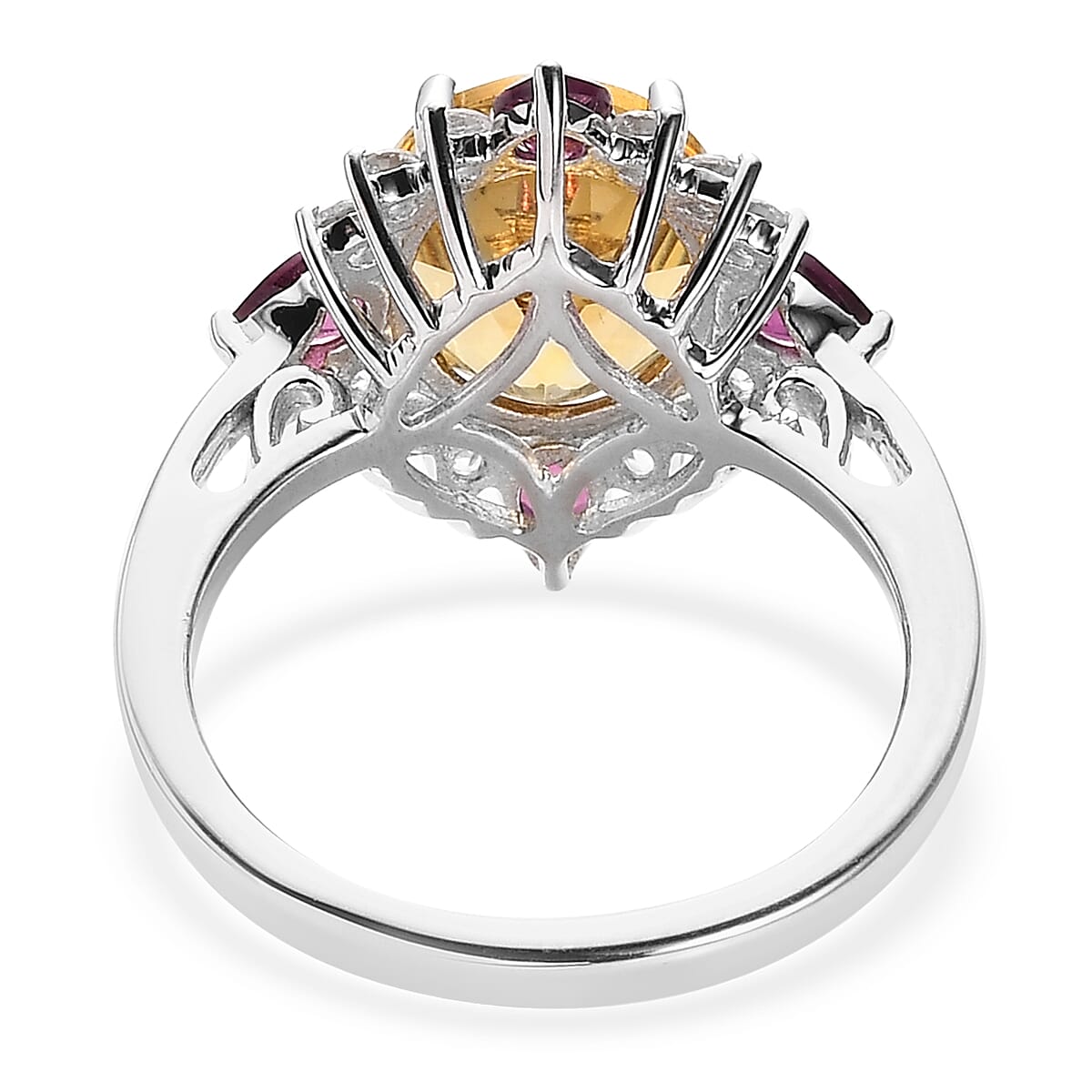 Premium Brazilian Heliodor and Multi Gemstone Ring in Platinum Over Sterling Silver (Size 10.0) 4.65 ctw