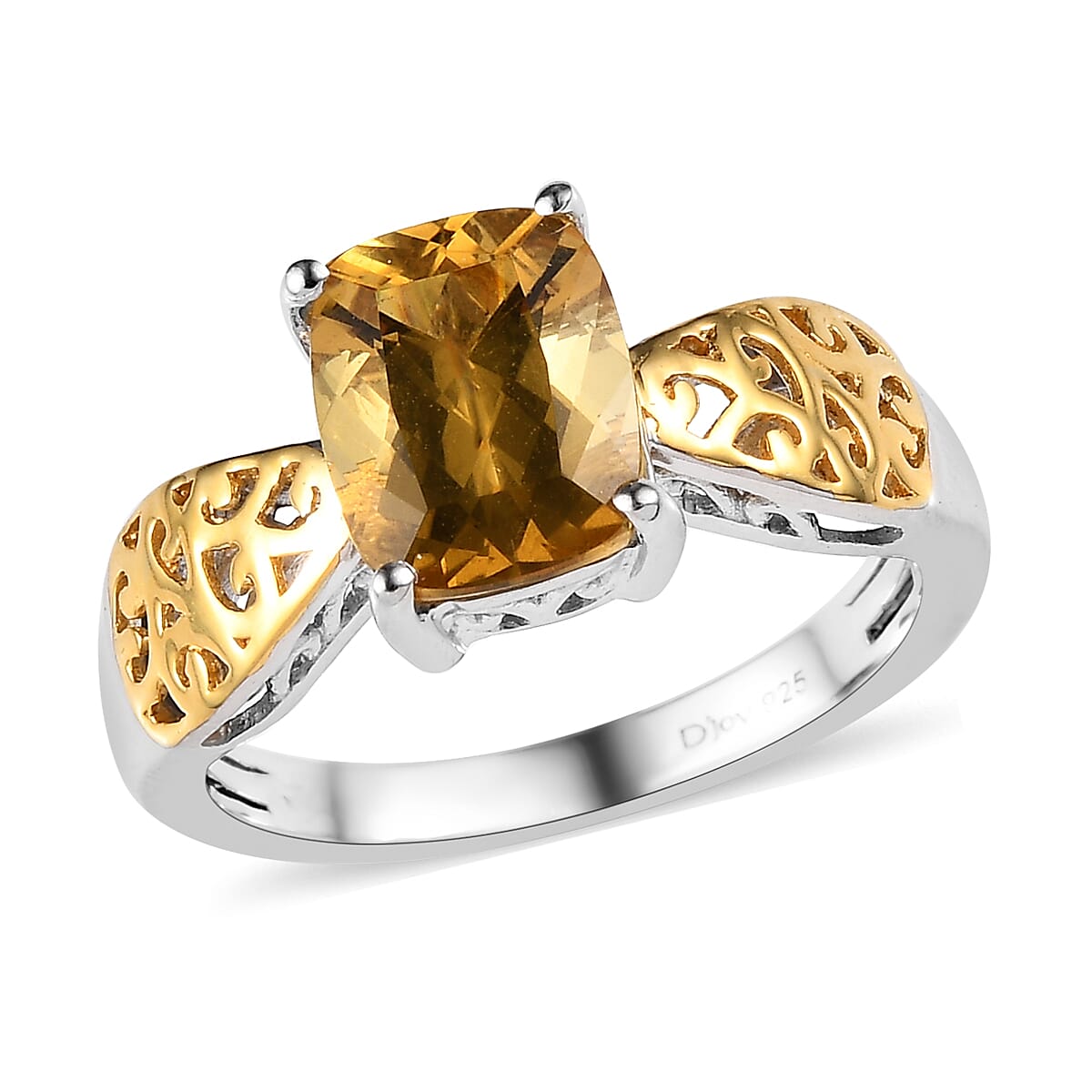 Premium Brazilian Heliodor Solitaire Ring in Vermeil Yellow Gold and Platinum Over Sterling Silver (Size 8.0) 1.90 ctw image number 0