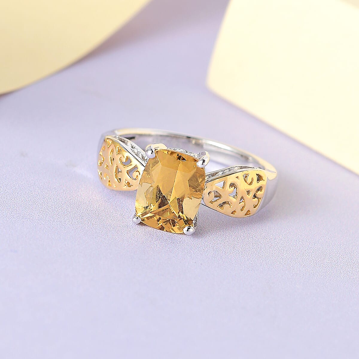 Premium Brazilian Heliodor Solitaire Ring in Vermeil Yellow Gold and Platinum Over Sterling Silver (Size 8.0) 1.90 ctw image number 1