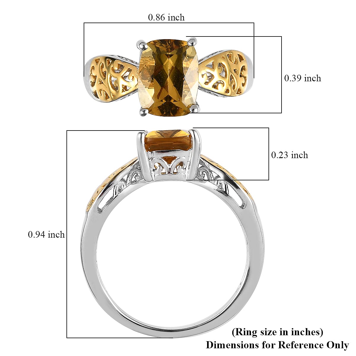 Premium Brazilian Heliodor Solitaire Ring in Vermeil Yellow Gold and Platinum Over Sterling Silver (Size 8.0) 1.90 ctw image number 5