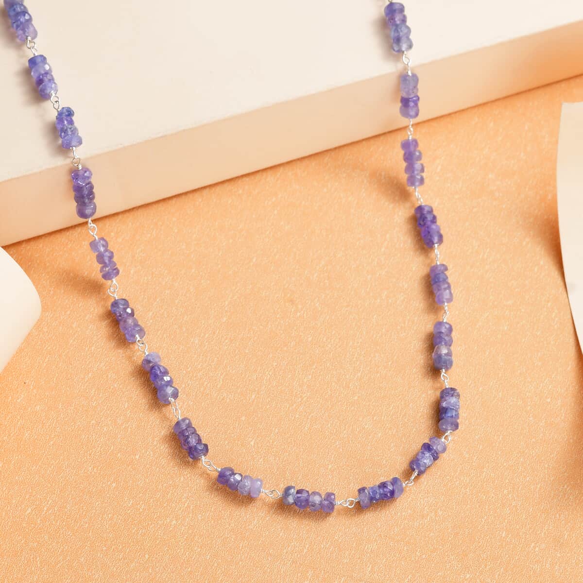 Tanzanite Beaded Necklace 20 Inches in Sterling Silver 46.40 ctw image number 1