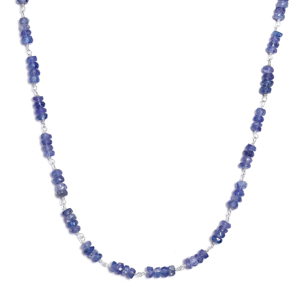 Tanzanite Beaded Necklace 20 Inches in Sterling Silver 46.40 ctw image number 3