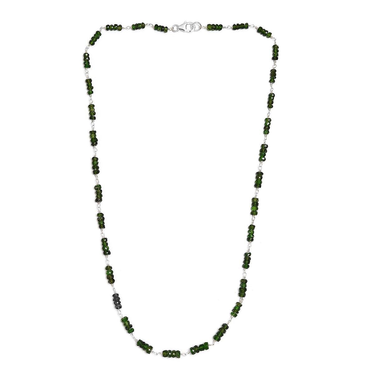 Chrome Diopside Beaded Necklace 20 Inches in Sterling Silver 45.50 ctw image number 3