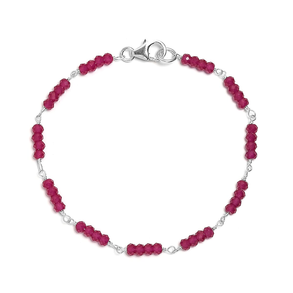 Niassa Ruby (FF) Beaded Bracelet in Sterling Silver (7.25 In) 15.10 ctw image number 0