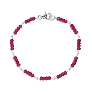 Niassa Ruby (FF) Beaded Bracelet in Sterling Silver (7.25 In) 15.10 ctw