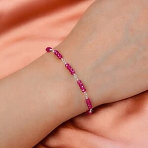 Niassa Ruby (FF) Beaded Bracelet in Sterling Silver (7.25 In) 15.10 ctw