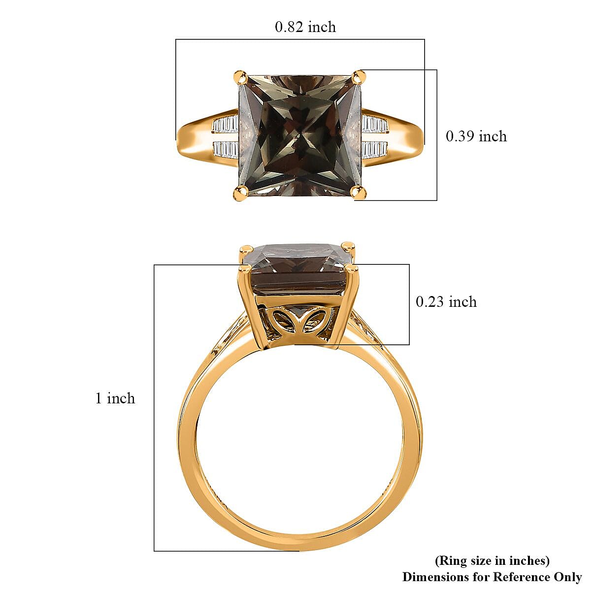 Iliana 18K Yellow Gold Princess Cut AAA Turkizite and G-H SI Diamond Ring 4.50 ctw 4.40 Grams image number 5