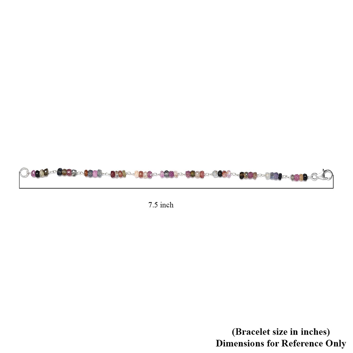 Multi Sapphire Beaded Bracelet in Sterling Silver (7.25 In) 22.70 ctw image number 4