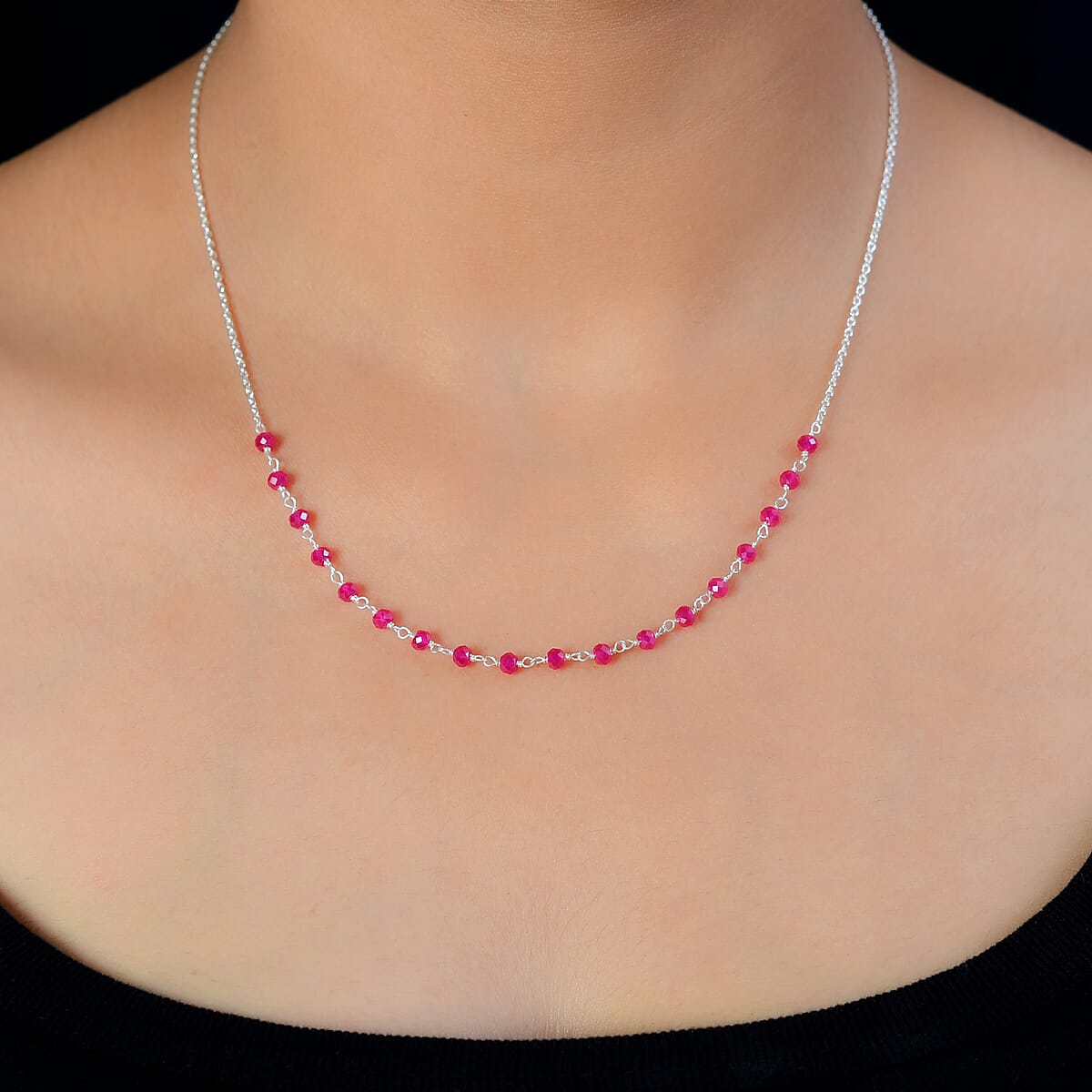 Niassa Ruby (FF) Necklace 18 Inches in Sterling Silver 2.40 ctw image number 2