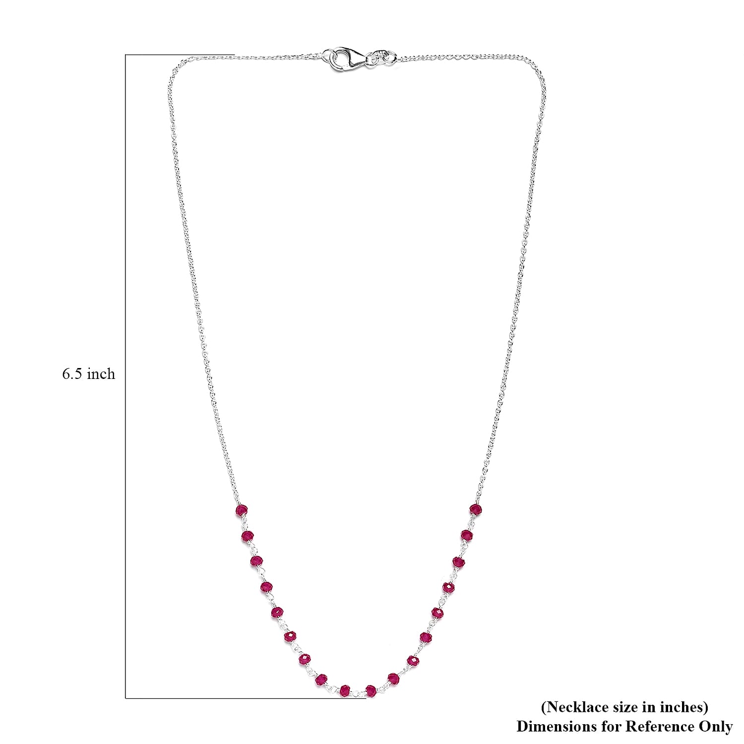 Niassa Ruby (FF) Beaded Necklace 18 Inches in Sterling Silver 5.10 ctw