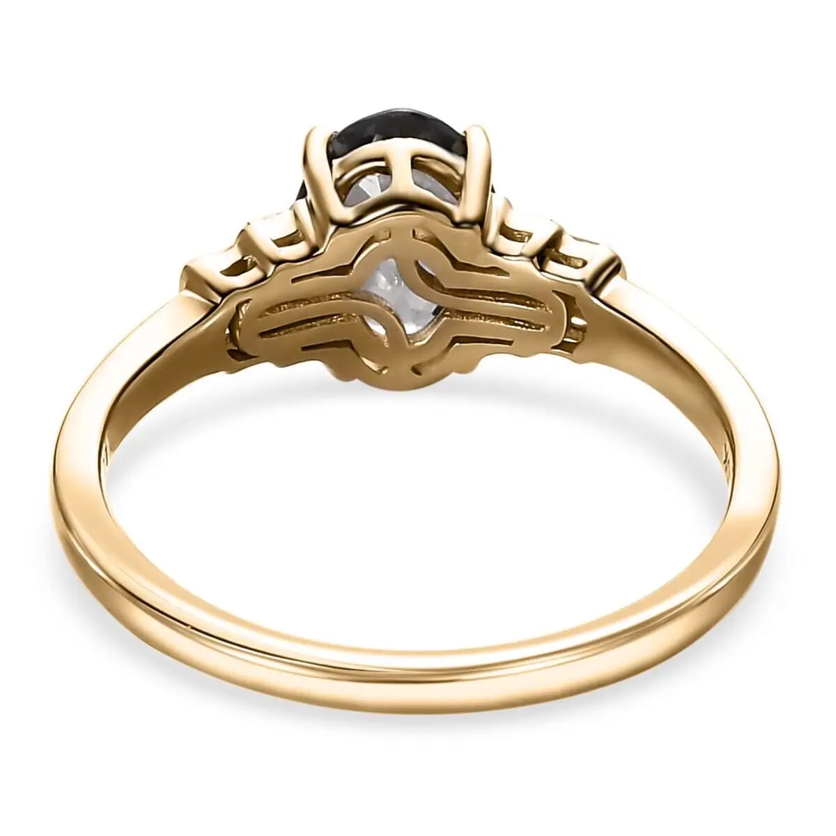 Luxoro  AAA Gray Spinel Ring,  G-H I2 Diamond Accent Ring, 10K Yellow Gold Ring, Gold Gifts For Her 1.40 ctw image number 4