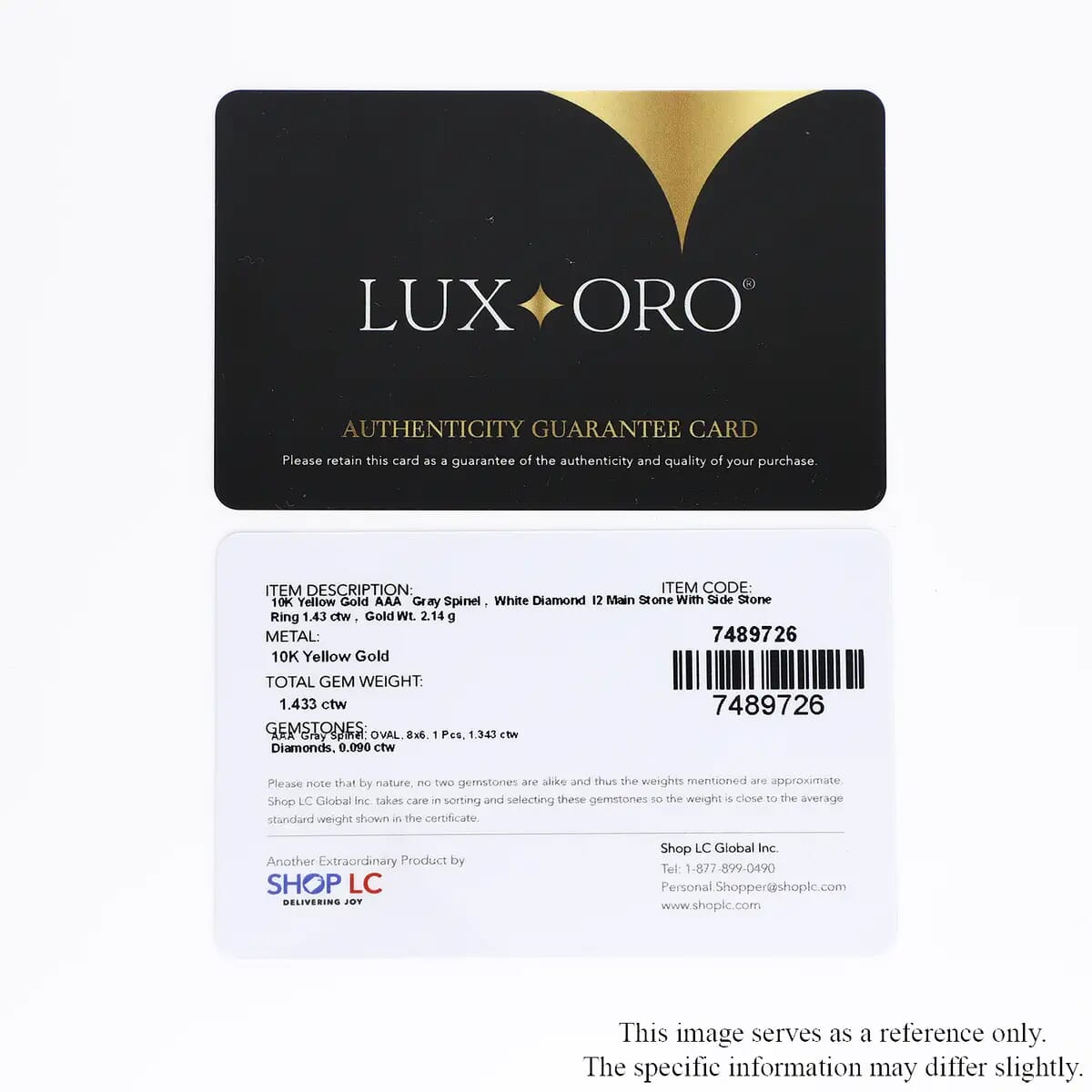 Luxoro  AAA Gray Spinel Ring,  G-H I2 Diamond Accent Ring, 10K Yellow Gold Ring, Gold Gifts For Her 1.40 ctw image number 6