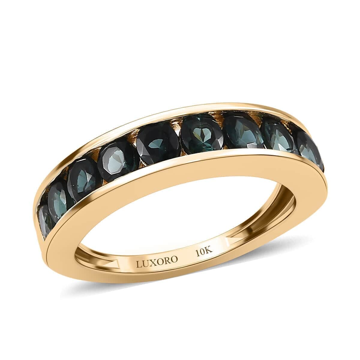 Luxoro 10K Yellow Gold Premium Monte Belo Indicolite Half Eternity Band Ring 1.00 ctw image number 0