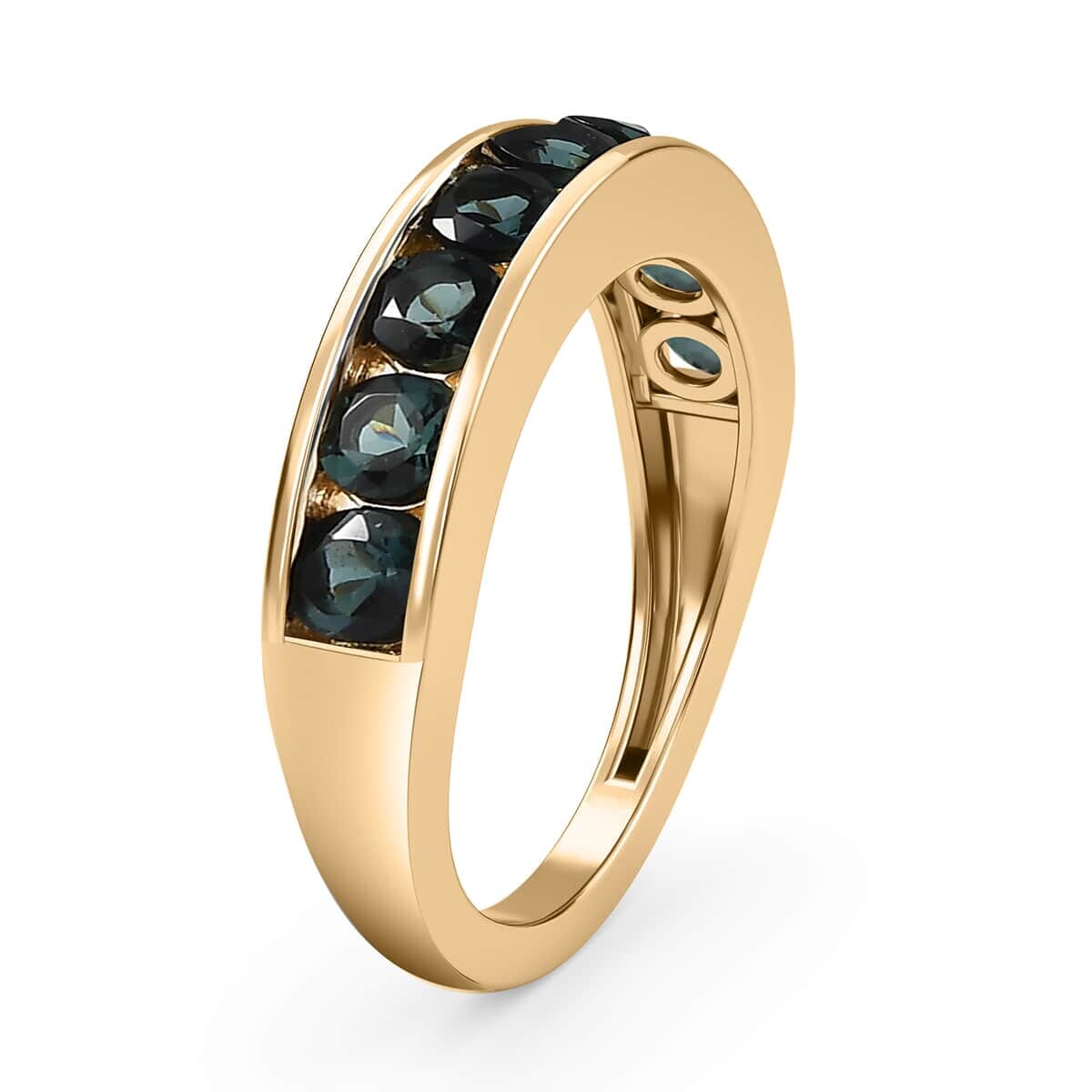 Luxoro 10K Yellow Gold Premium Monte Belo Indicolite Half Eternity Band Ring 1.00 ctw image number 3