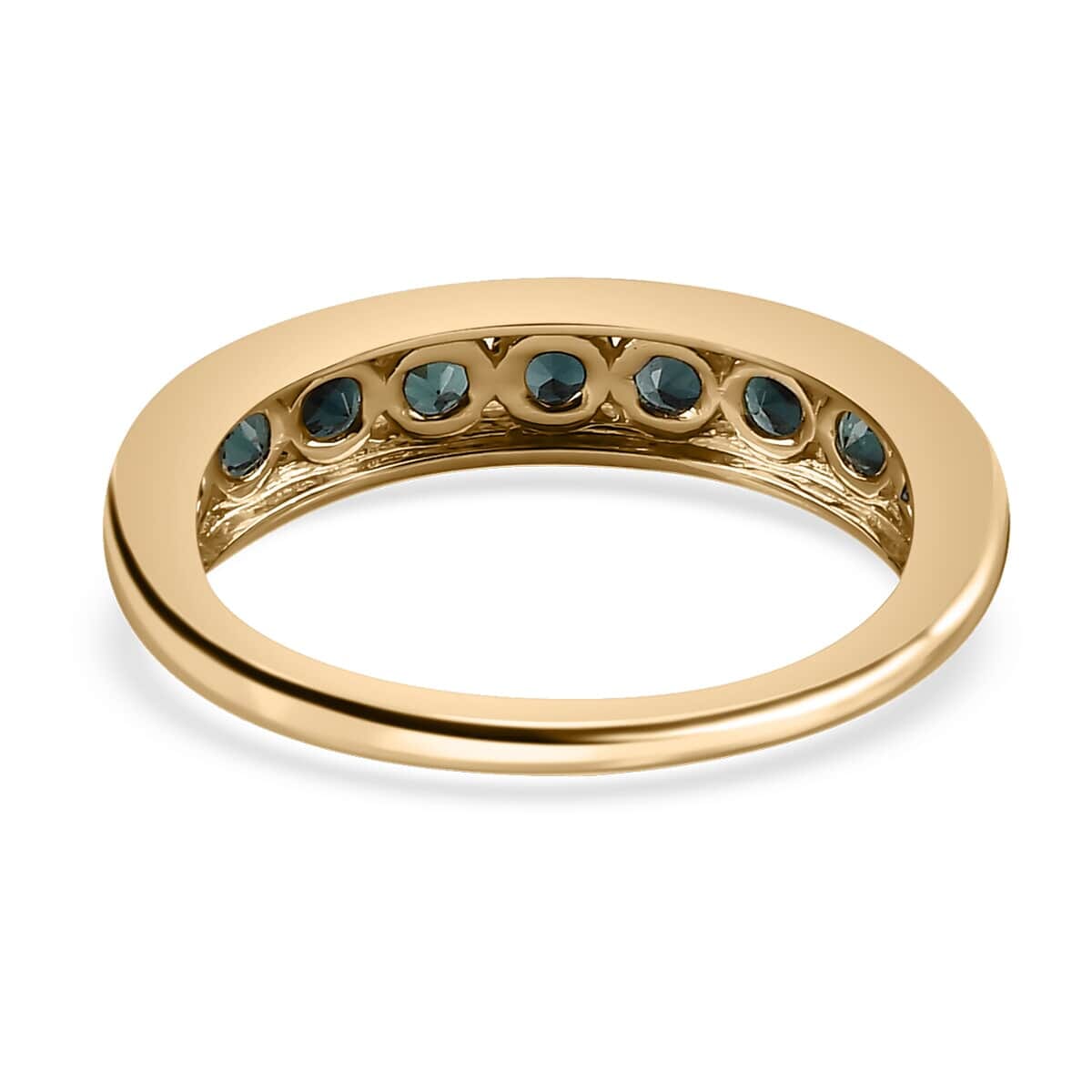 Luxoro 10K Yellow Gold Premium Monte Belo Indicolite Half Eternity Band Ring 1.00 ctw image number 4
