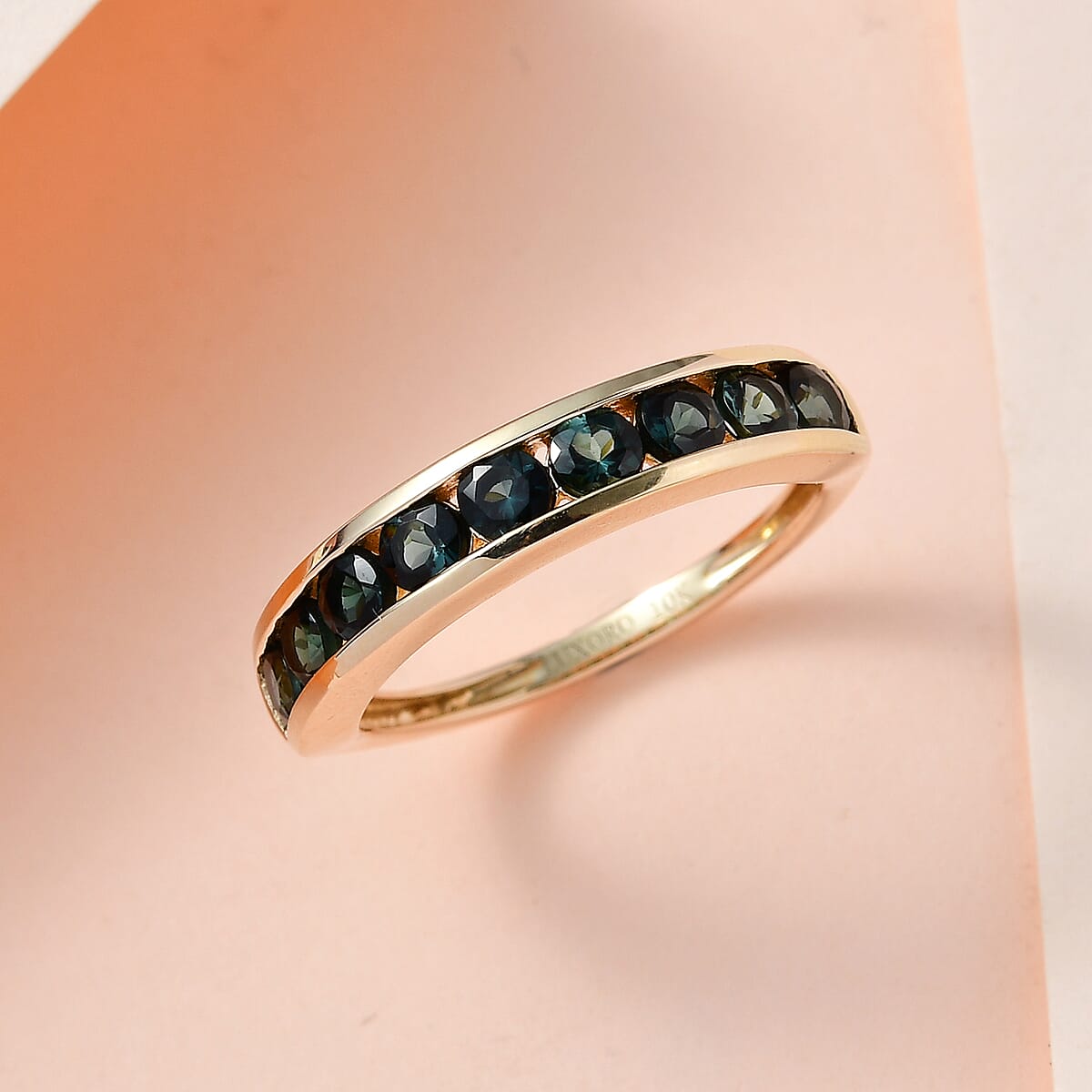 Luxoro 10K Yellow Gold Premium Monte Belo Indicolite Half Eternity Band Ring (Size 6.0) 1.00 ctw image number 1
