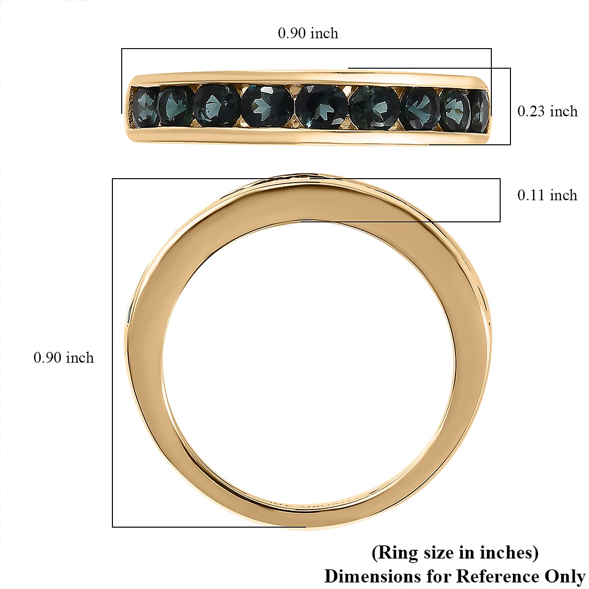 Luxoro 10K Yellow Gold Premium Monte Belo Indicolite Half Eternity Band Ring (Size 6.0) 1.00 ctw image number 5