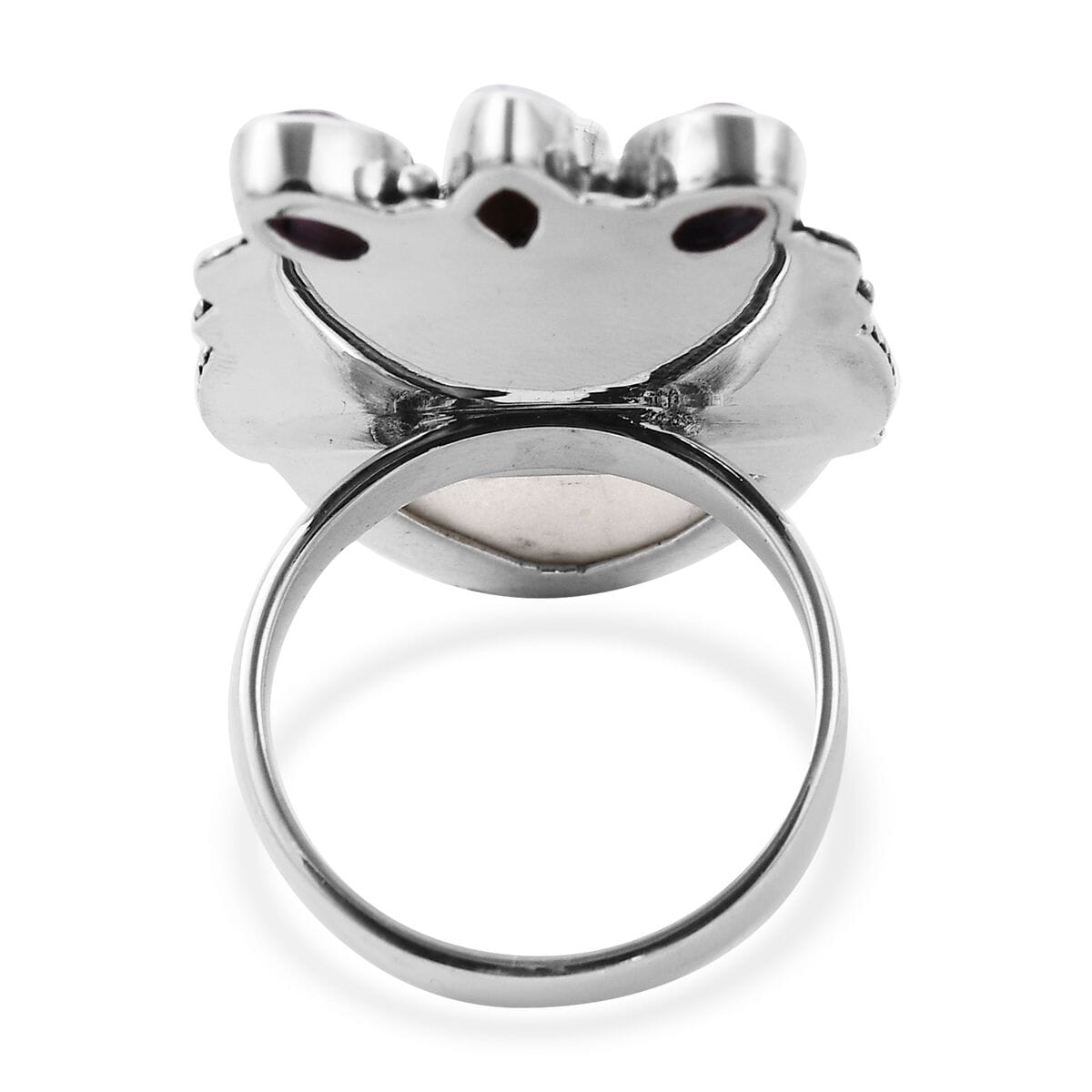 Bali Legacy Carved Bone and Multi Gemstone Ring in Sterling Silver 1.60 ctw image number 4