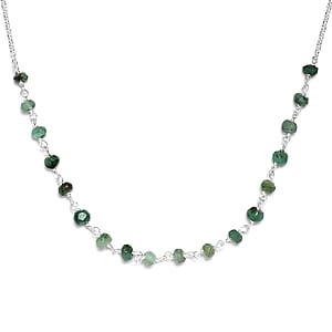 Socoto Emerald Beaded Necklace 18 Inches in Sterling Silver 5.10 ctw