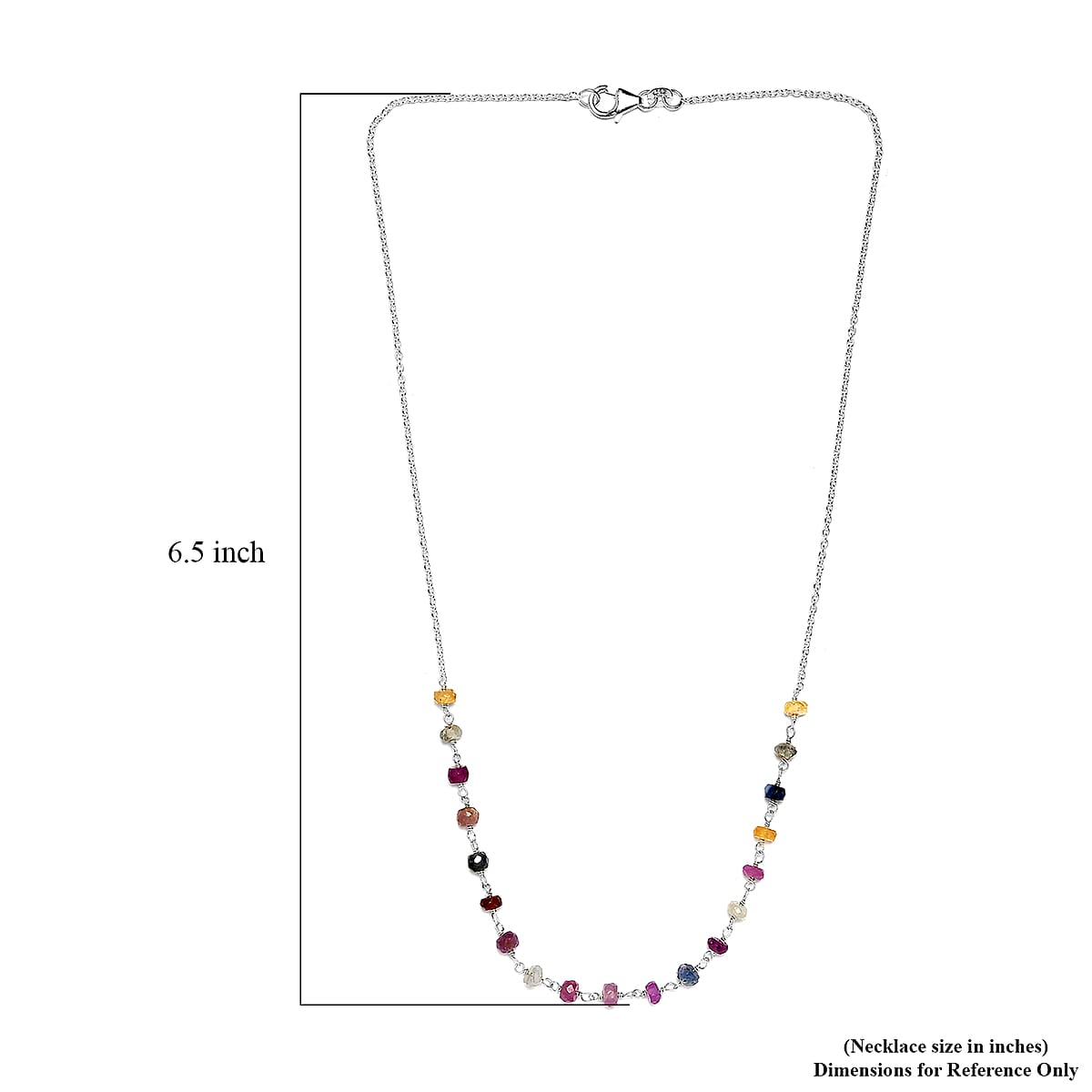Multi Sapphire Beaded Necklace 18 Inches in Sterling Silver 5.10 ctw image number 5