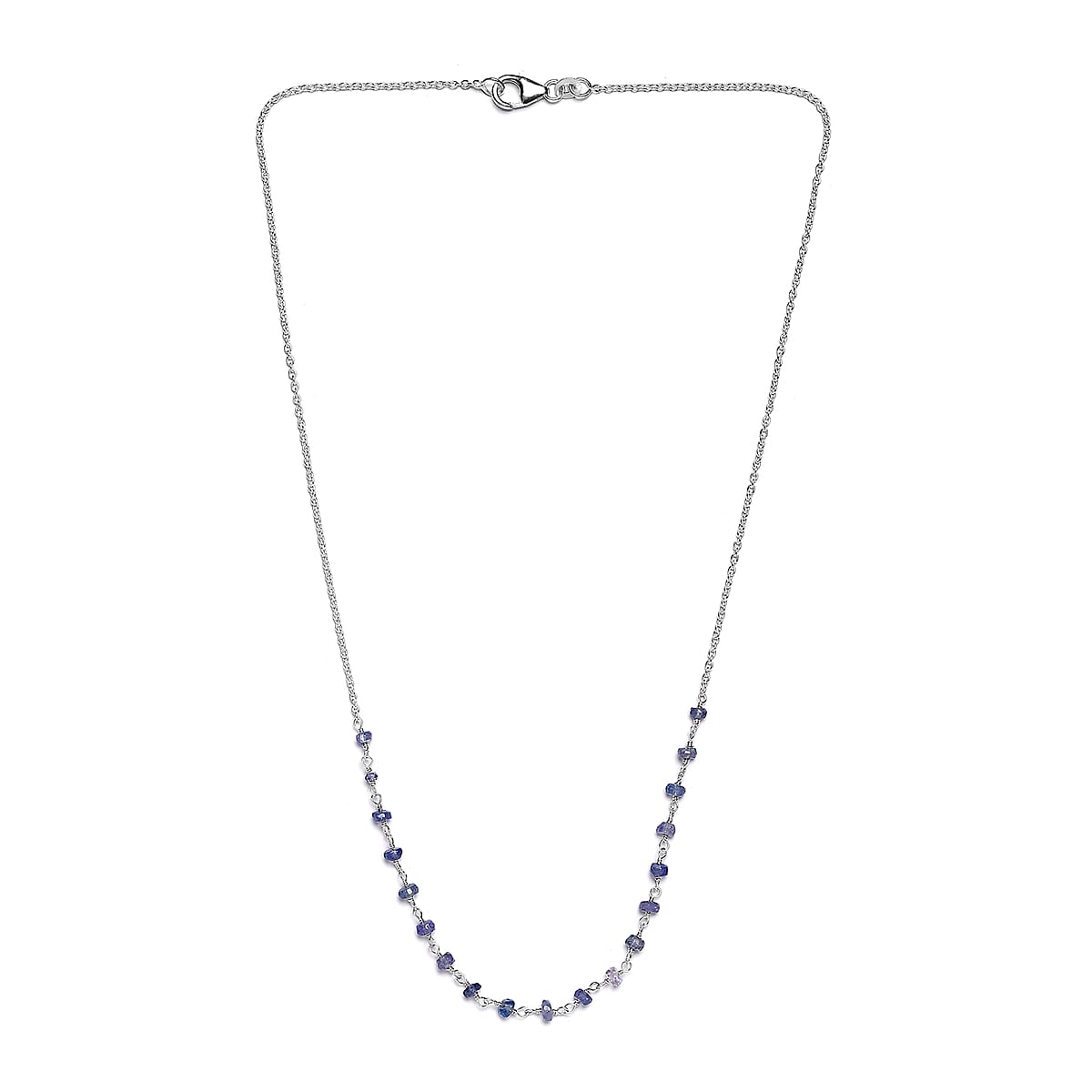 Tanzanite Beaded Necklace 18 Inches in Sterling Silver 5.10 ctw image number 3