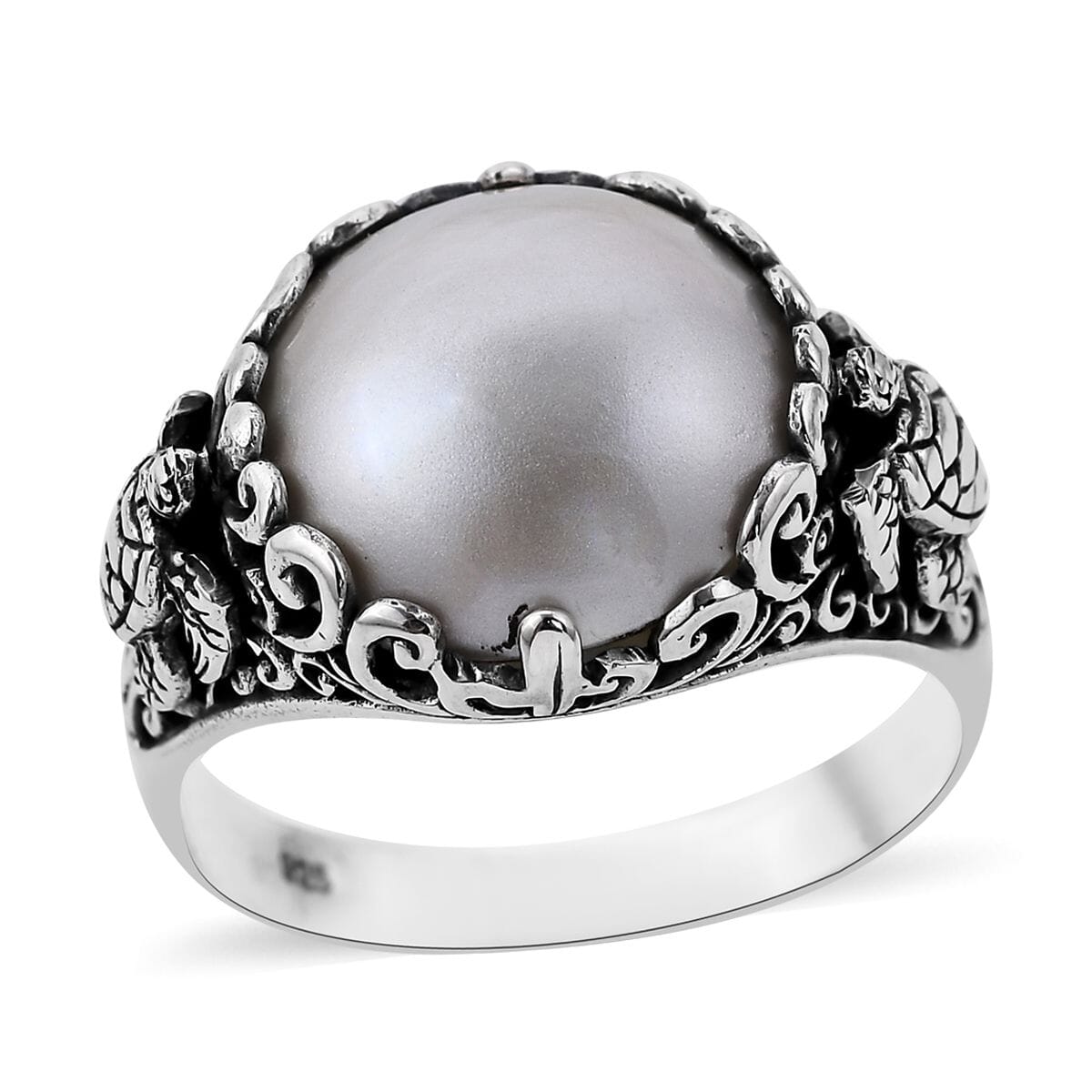 Bali Legacy White Mabe Pearl Ring in Sterling Silver image number 0