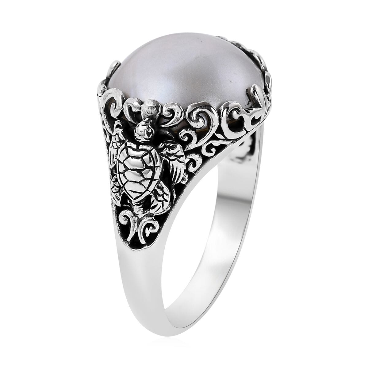 Bali Legacy White Mabe Pearl Ring in Sterling Silver image number 3
