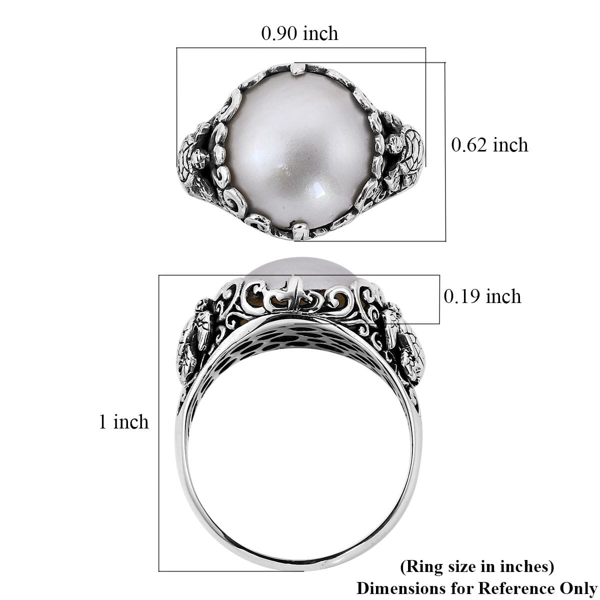 Bali Legacy White Mabe Pearl Ring in Sterling Silver image number 5