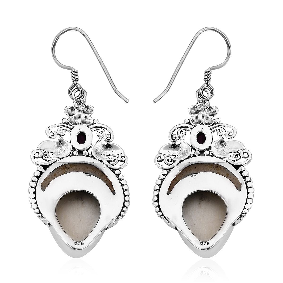 Bali Legacy Carved Bone and Multi Gemstone Earrings in Sterling Silver 4.60 ctw image number 3