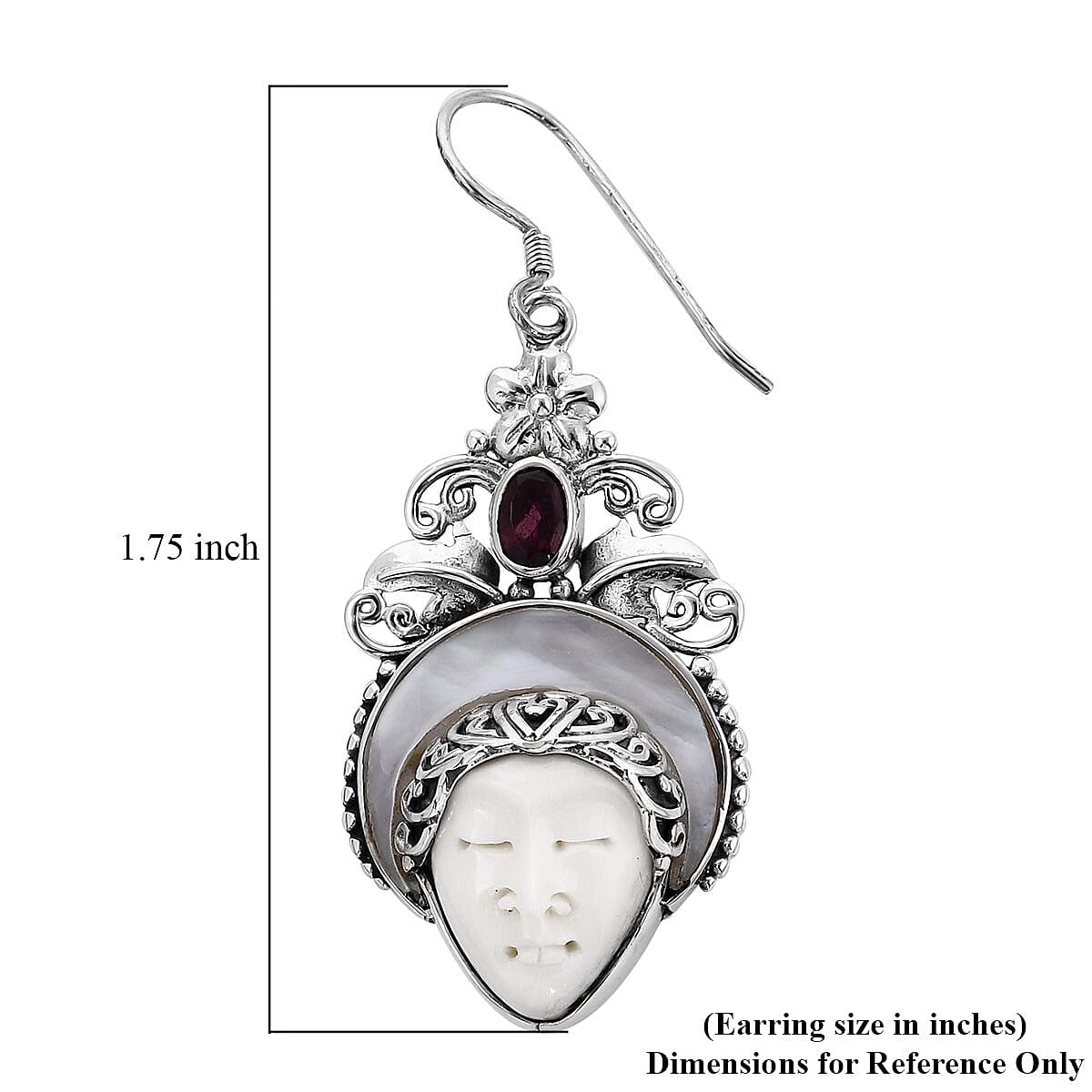 Bali Legacy Carved Bone and Multi Gemstone Earrings in Sterling Silver 4.60 ctw image number 4