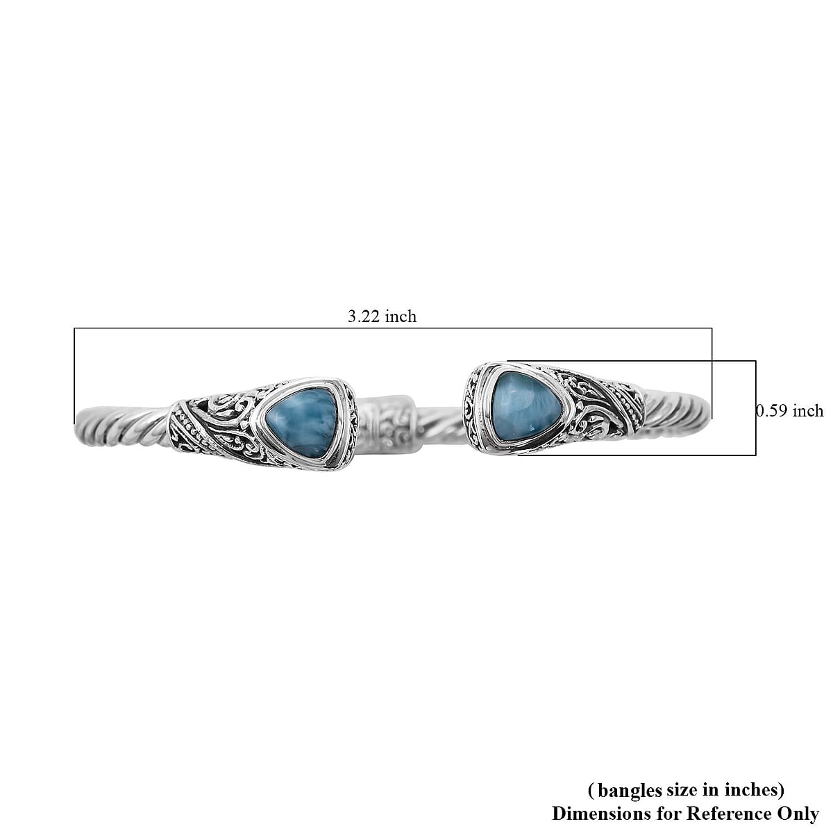 Bali Legacy Larimar Cuff Bracelet in Sterling Silver (7.25 in) 4.25 ctw image number 5
