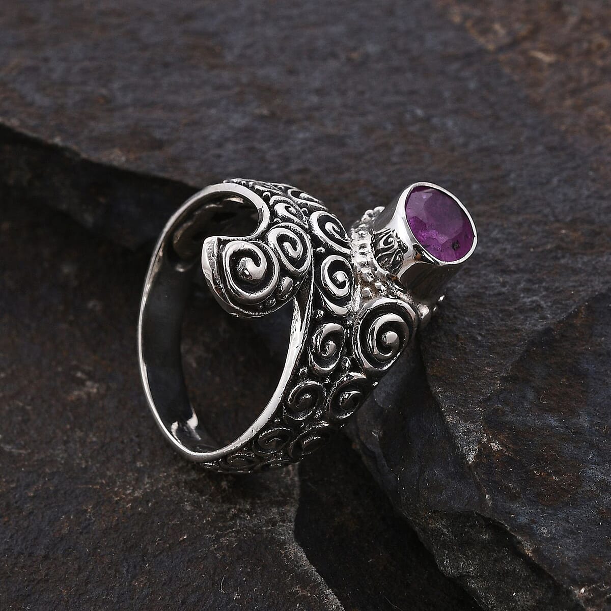 Bali Legacy Ilakaka Hot Pink Sapphire Ring in Sterling Silver 1.90 ctw image number 1